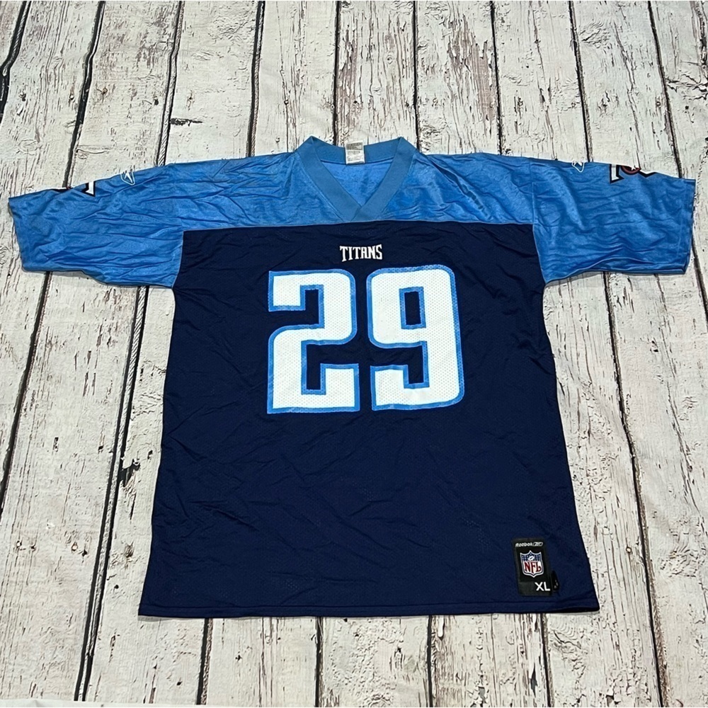 Chris Brown Tennessee Titans Reebok NFL Football Sports Athletic Blue Jersey